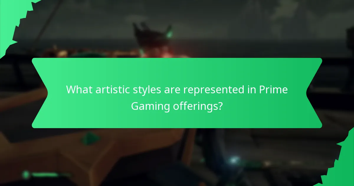 What artistic styles are represented in Prime Gaming offerings?